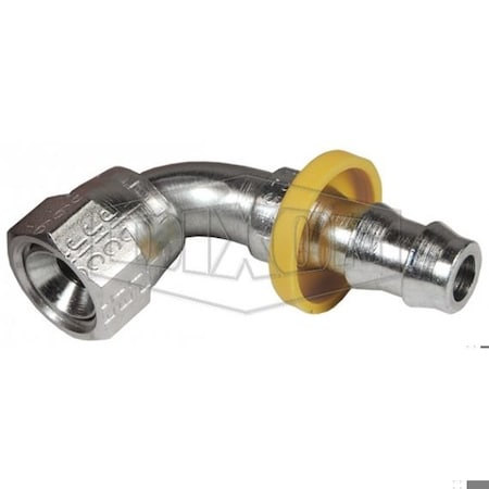 Dixon Push-On Hose Elbow, 9/16-18 x 3/8 in Nominal, FUNF x Hose Barb, Steel, Domestic 2890609C